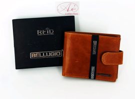 Prémium kategóriás, elegáns bőr pénztárca RFID védelemmel, cognac színben.